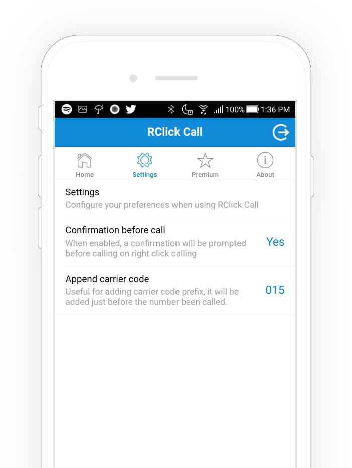 RClick call android app on settings